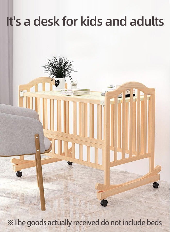 Multifunctional Baby Crib Infant Bassinet Portable Wooden Baby Cot with Wheels and Mosquito Net