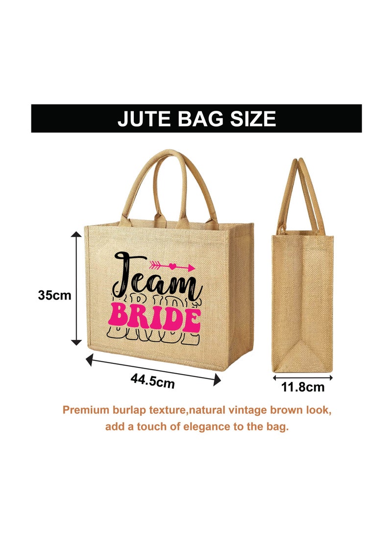 Team Bride Jute Totes - Eco-Friendly Gifts for Every Team Member - Bridesmaids Besties - Weddings and Bridal Showers Jute Bag