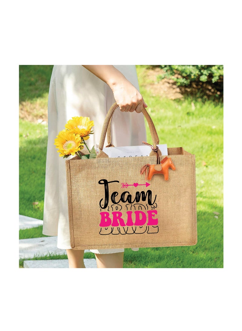 Team Bride Jute Totes - Eco-Friendly Gifts for Every Team Member - Bridesmaids Besties - Weddings and Bridal Showers Jute Bag