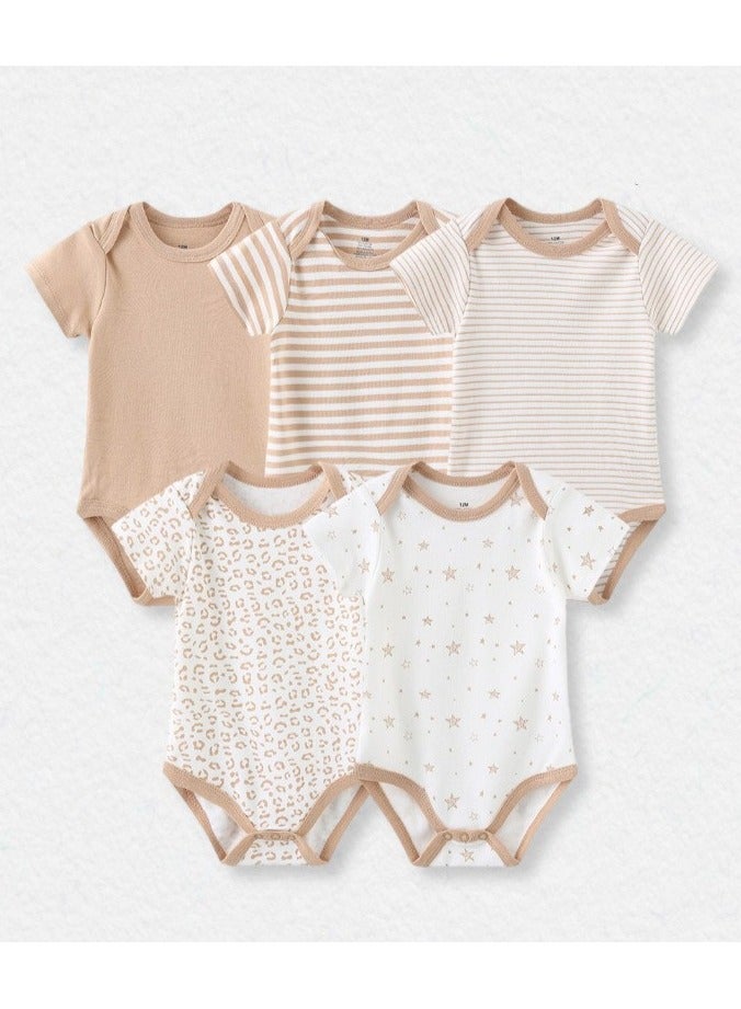 5-Piece Double-Sided Cotton Baby Jumpsuit Short Sleeve