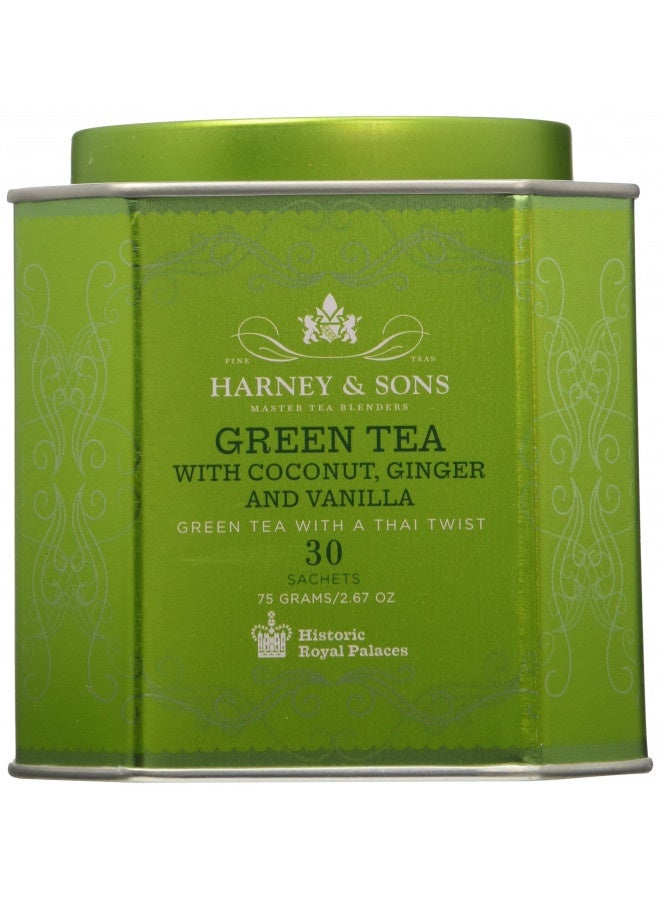 Harney And Sons Green Tea With Coconut, Ginger And Vanilla, 30 Sachets (75 G), 6.7 Ounce