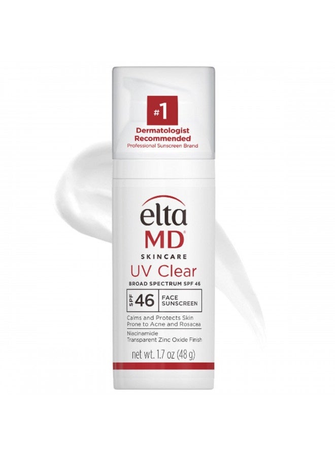 Eltamd Uv Clear Face Sunscreen, Spf 46 Oil Free Sunscreen With Zinc Oxide, Protects And Calms Sensitive Skin And Acne-Prone Skin, Lightweight, Silky, Dermatologist Recommended, 1.7 Oz Pump