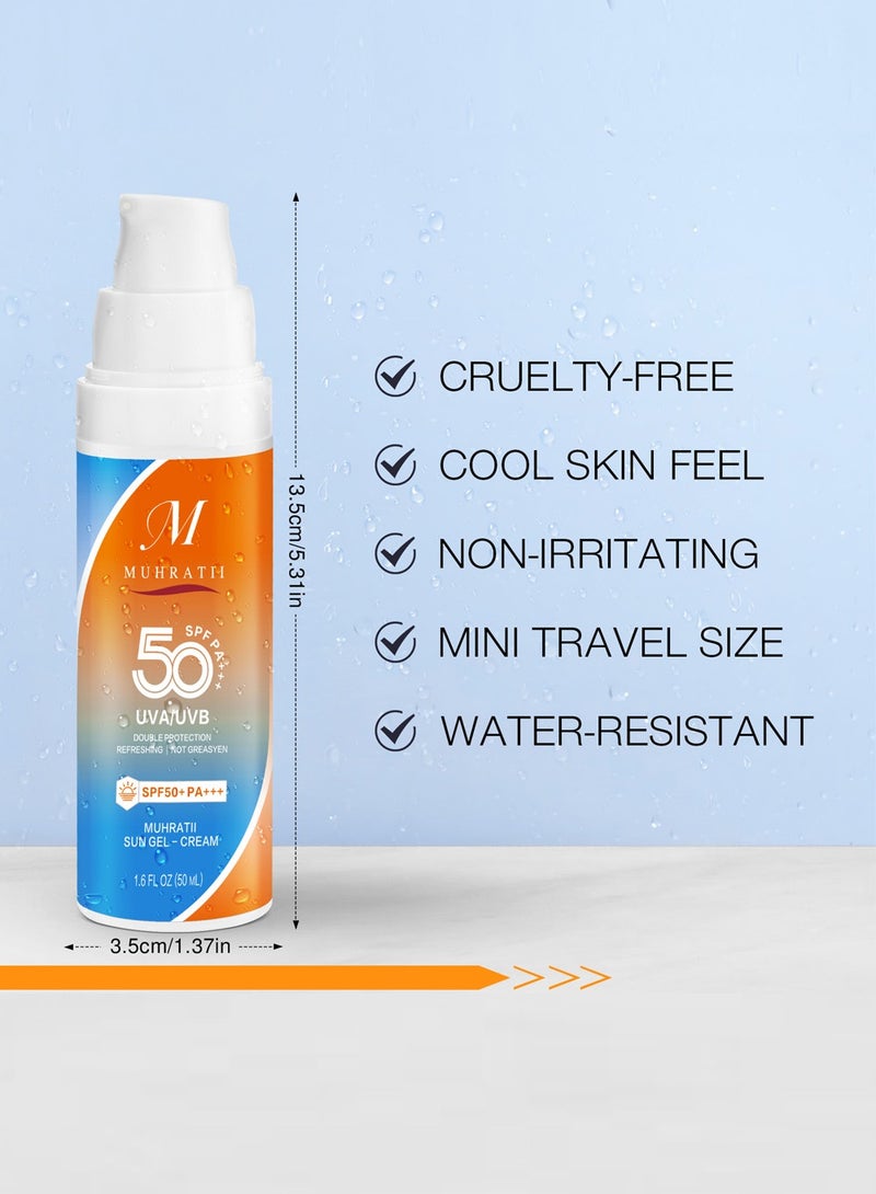 MUHRATII SPF 50 Sunscreen, Tinted Sunscreen for Face - Tinted Facial Sunscreen 50ml - SPF 50+ PA+++   Waterproof Travel Size Sunblock for Outdoor Moisturizer Sunscreen