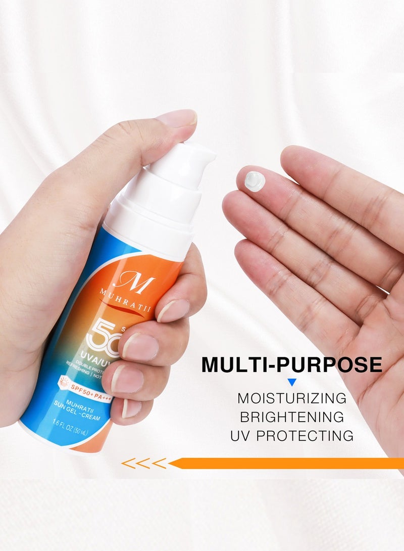 MUHRATII SPF 50 Sunscreen, Tinted Sunscreen for Face - Tinted Facial Sunscreen 50ml - SPF 50+ PA+++   Waterproof Travel Size Sunblock for Outdoor Moisturizer Sunscreen