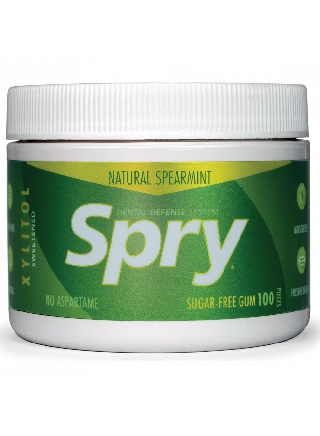 Spry Fresh Natural Xylitol Chewing Gum Dental Defense System Aspartame-Free Sugar Free Gum (Spearmint, 100 Count - Pack Of 1)