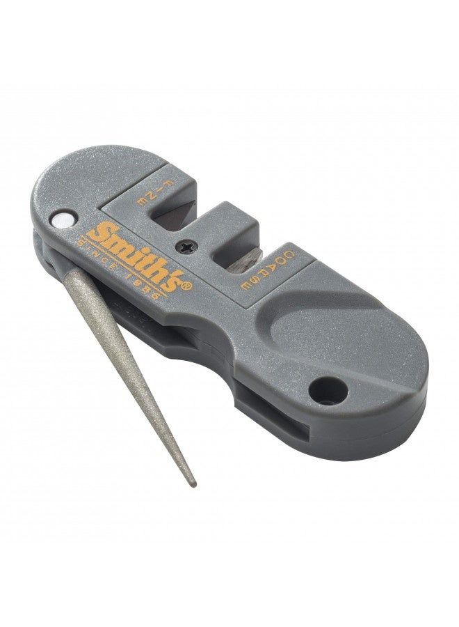 Smith’S Pp1 Pocket Pal Knife Sharpener Preset Carbide And Ceramic Stone Sharpeners Fold-Out Diamond Coated Rod Outdoor Hunting Knife And Hook Sharpener, Handheld, Compact, Lightweight, Multiuse