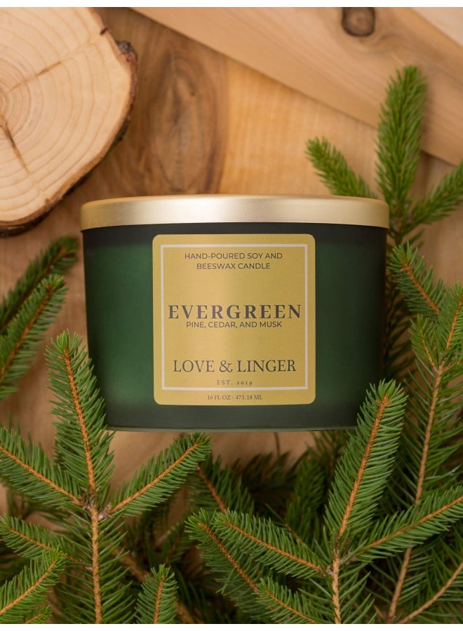 Love & LingerEvergreen Candle   Pine Candle   Luxury Soy & Beeswax Scented Candles for Home   17 oz. Large Jar Candles Candles Winter Candle   Organic Gifts for Her