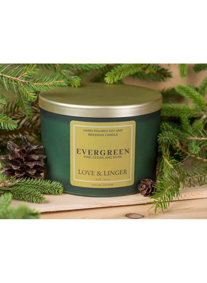 Love & LingerEvergreen Candle   Pine Candle   Luxury Soy & Beeswax Scented Candles for Home   17 oz. Large Jar Candles Candles Winter Candle   Organic Gifts for Her