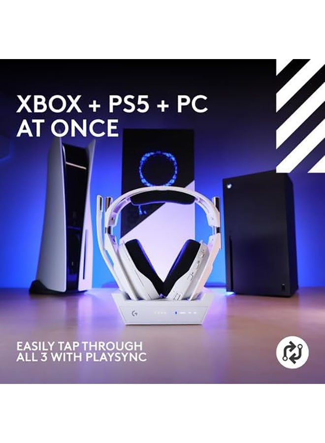 A50 X LIGHTSPEED Wireless Gaming Headset + Base Station, PRO-G GRAPHENE, PLAYSYNC across Xbox Series X|S + PS5 + PC/mac, Bluetooth, HDMI 2.1 Passthru - White