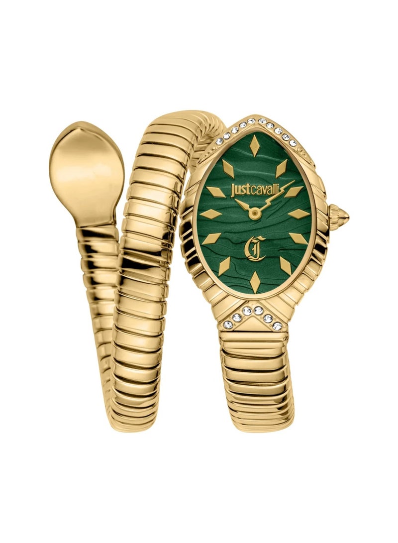 Women's Unica Snake Yellow Gold Green Quartz Watch JC1L322M0035