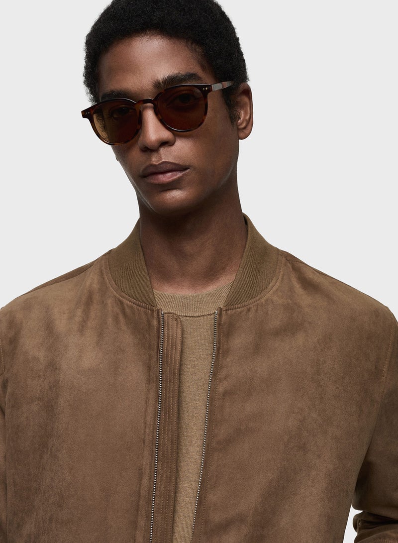 Suede-Effect Bomber Jacket