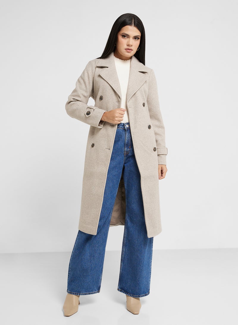 Double Breasted Button & Belt Fastening Trench Coat