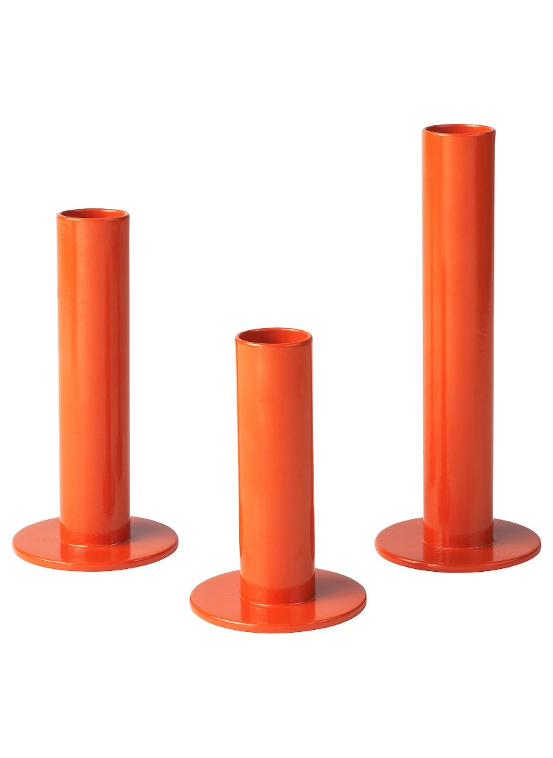 Candle holder set of 3 orange