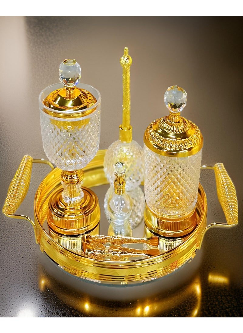 Elegant Design Glass Incense Burner Set Arabic Oud Censer Bakhoor Perfume Holder for Home and Office Fragrance
