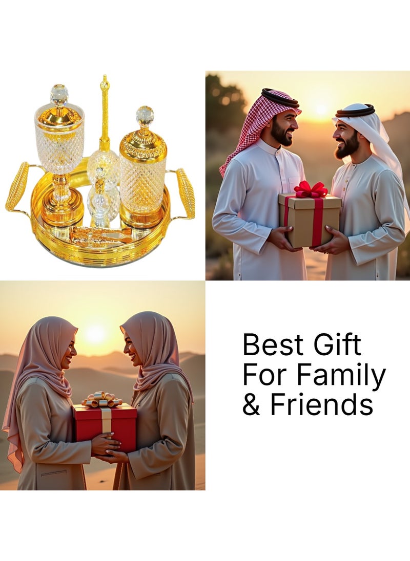 Elegant Design Glass Incense Burner Set Arabic Oud Censer Bakhoor Perfume Holder for Home and Office Fragrance