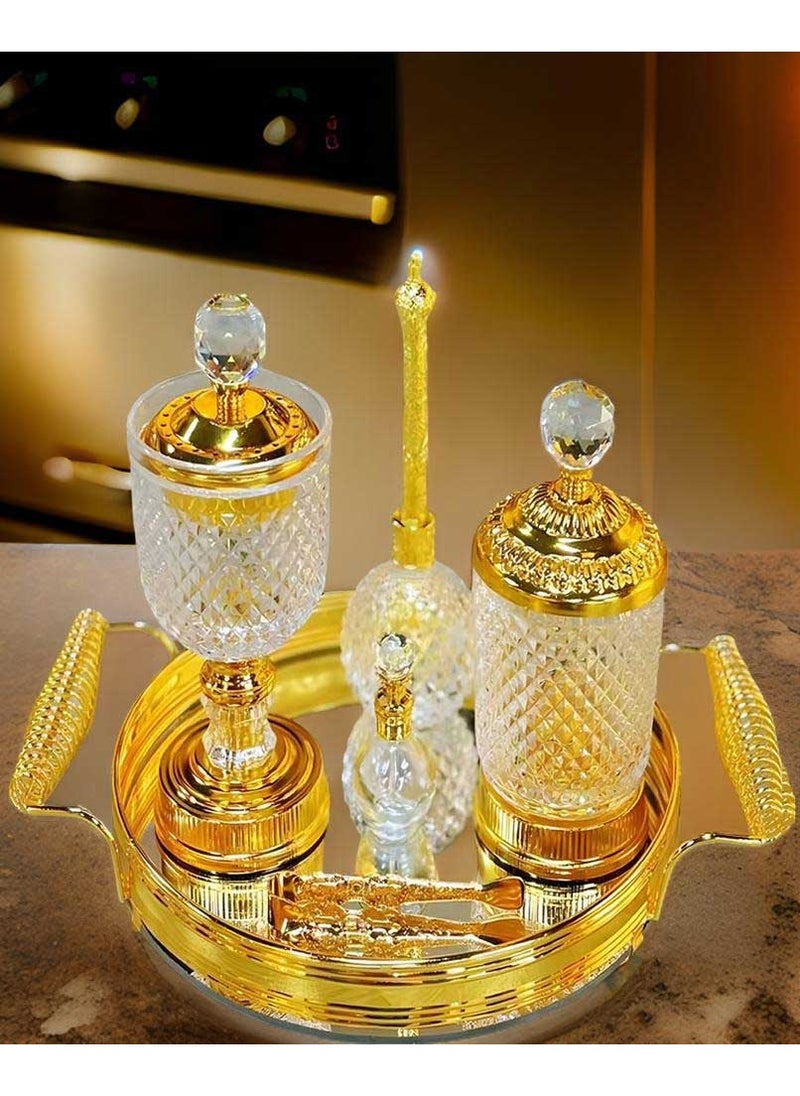 Elegant Design Glass Incense Burner Set Arabic Oud Censer Bakhoor Perfume Holder for Home and Office Fragrance
