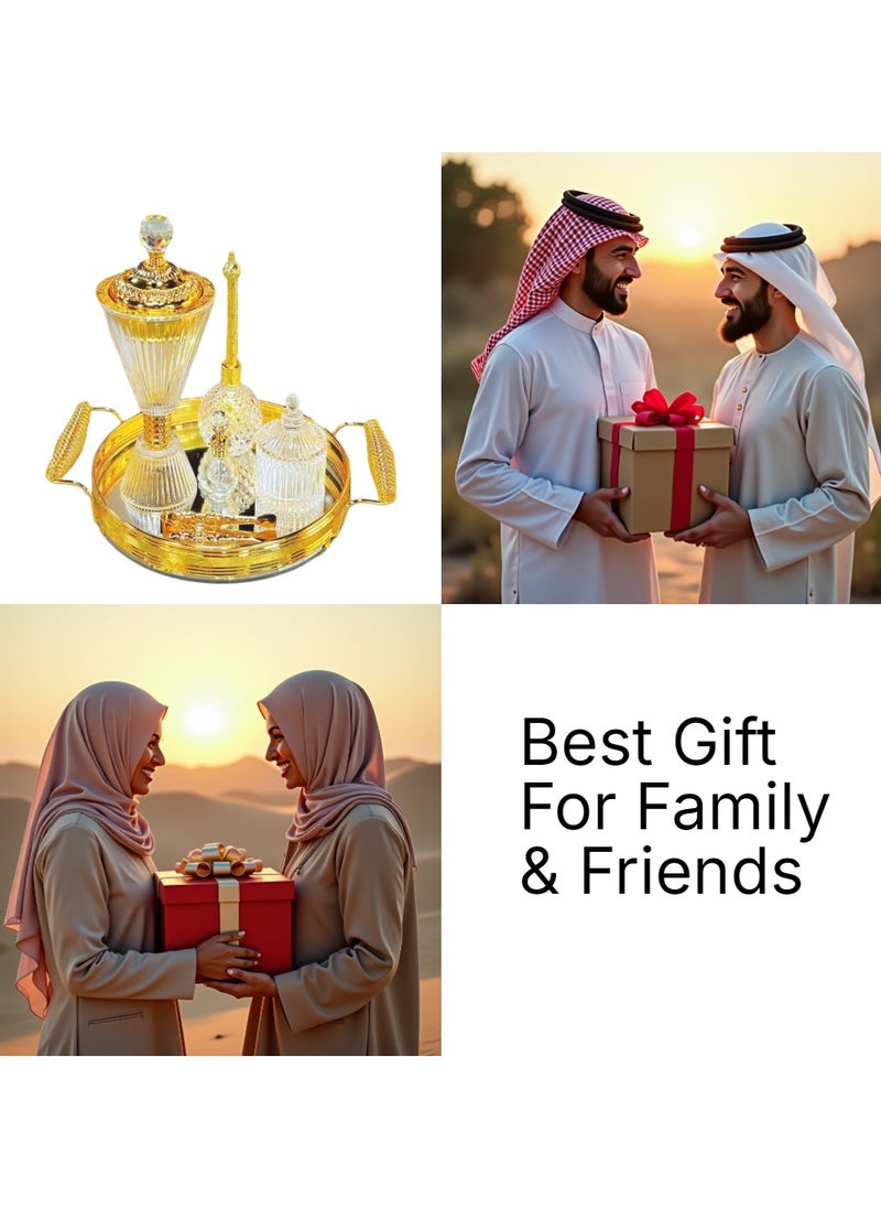 Elegant Design Glass Incense Burner Set Arabic Oud Censer Bakhoor Perfume Holder for Home and Office Fragrance
