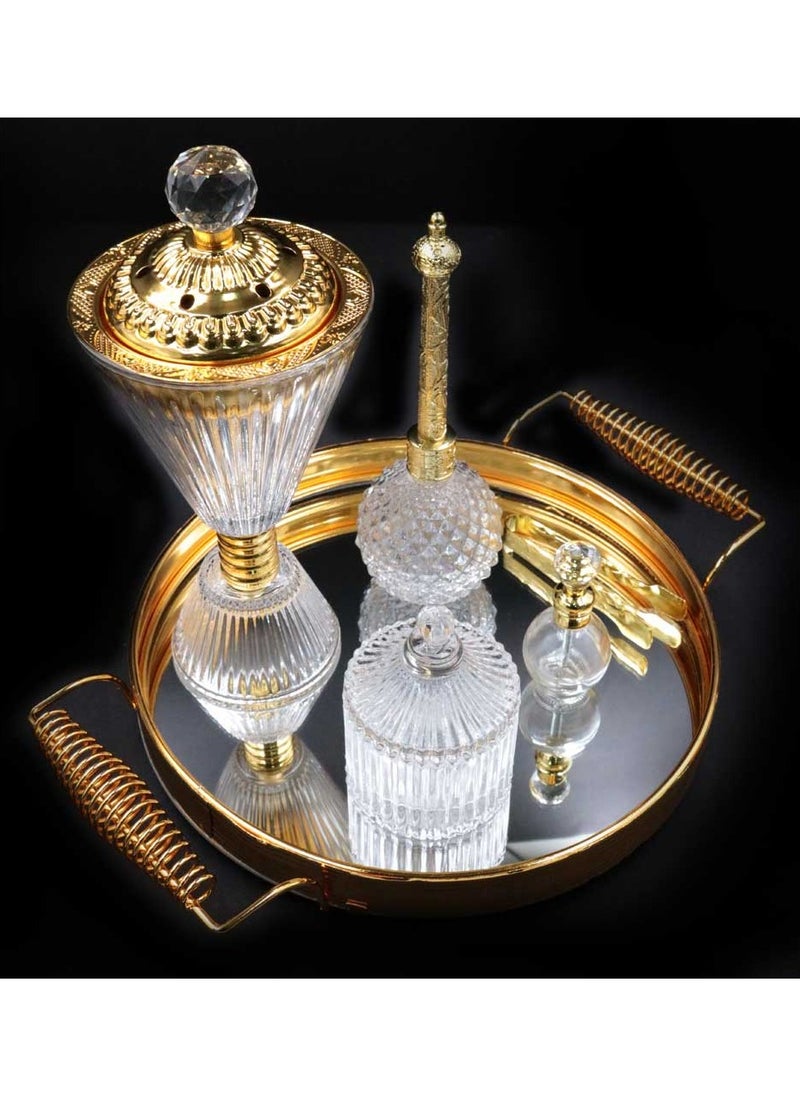 Elegant Design Glass Incense Burner Set Arabic Oud Censer Bakhoor Perfume Holder for Home and Office Fragrance