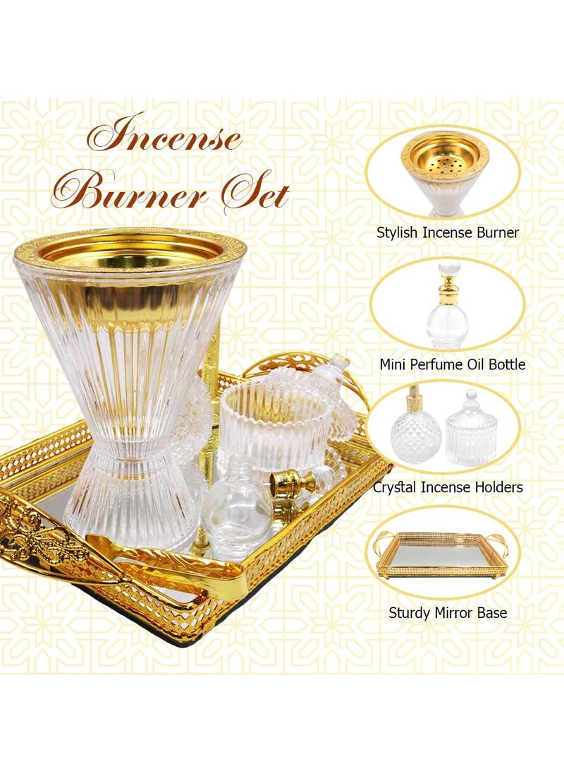 Elegant Design Glass Incense Burner Set Arabic Oud Holder for Home and Office Fragrance