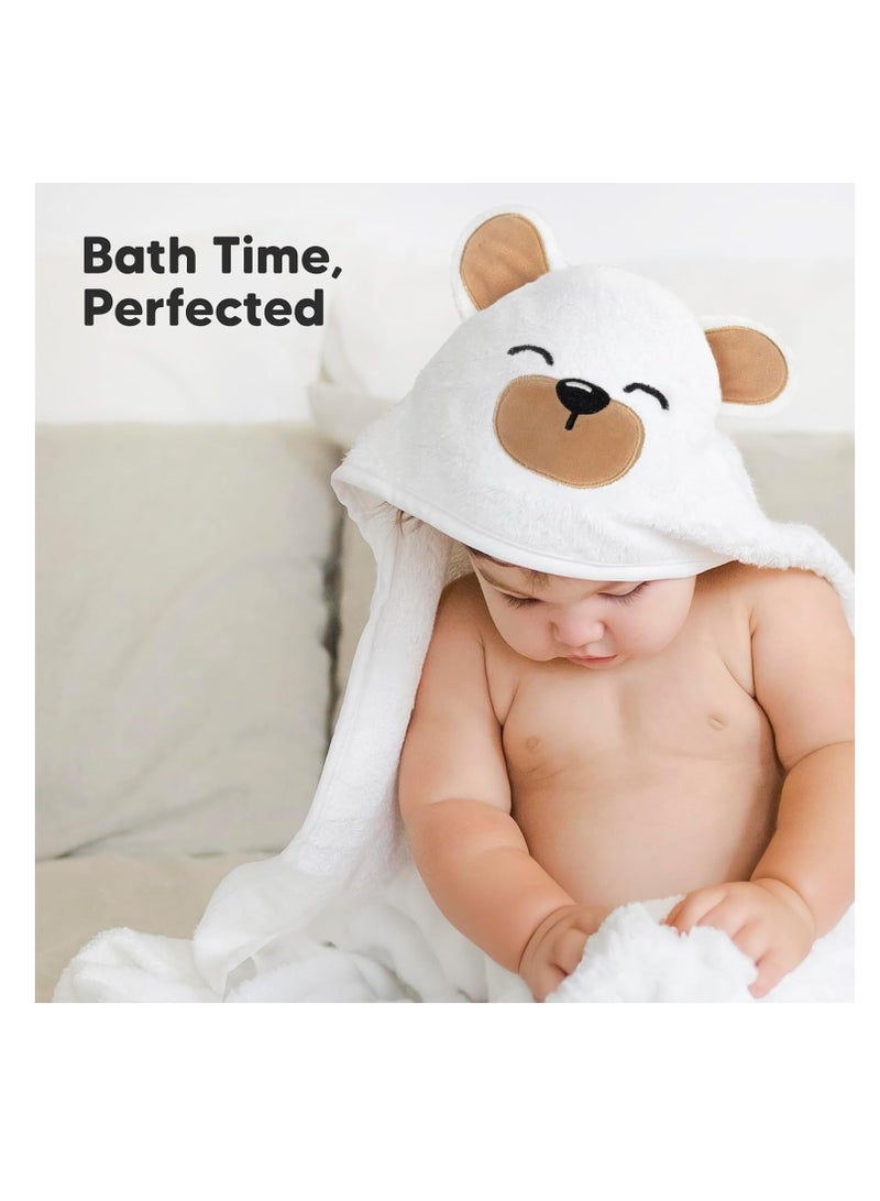 KeaBabies Baby Hooded Towel - Bamboo Baby Towel Organic Bamboo Towel - Infant Towels - Large Bamboo Hooded Towel - Baby Bath Towel with Hood for Girls, Babies, Newborn Boys, Toddler (Grizzly)