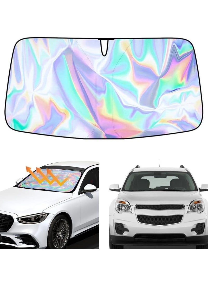 Foldable Sunshade For Car Windshield Reflective Automotive Windshield Sunshades Front Windshield Sun Shade Foldable Sunshade For Heat And UV Protection