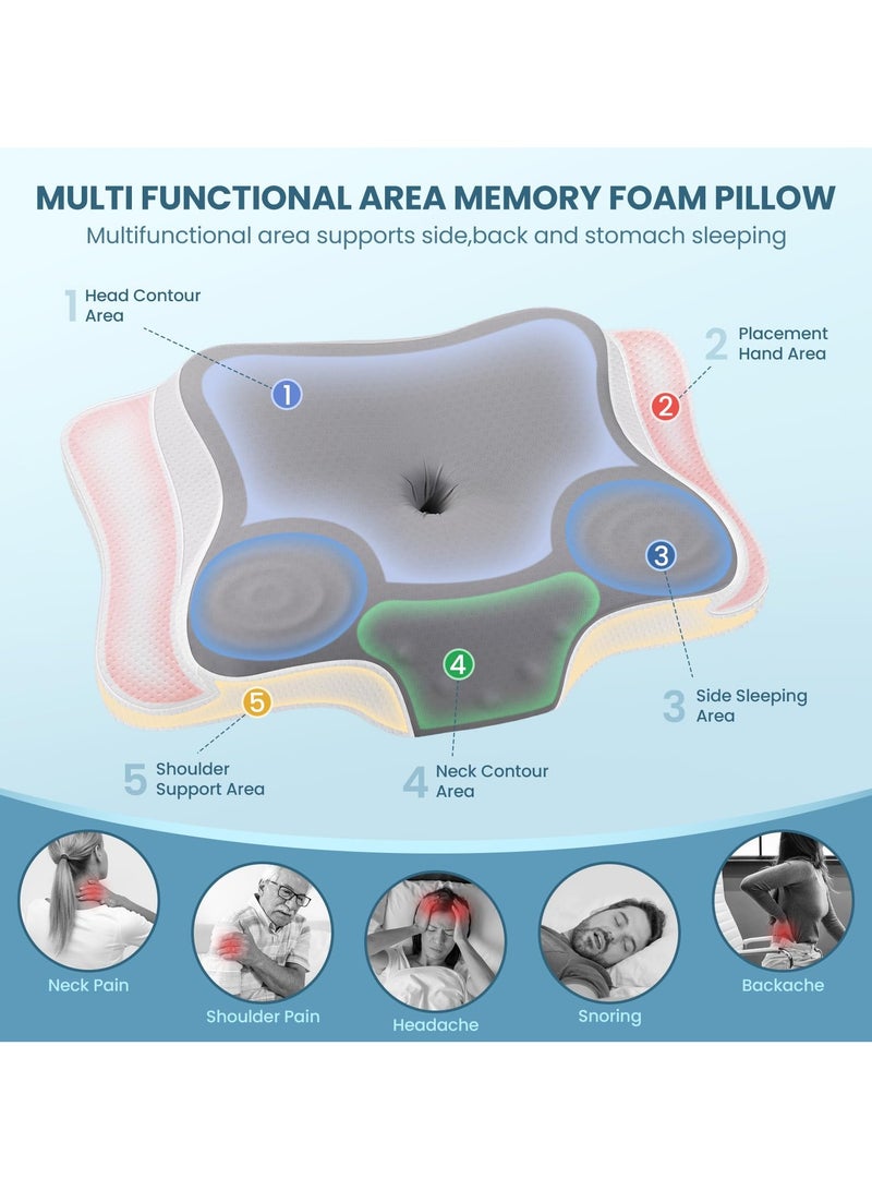 Cervical Memory Foam Pillow, Ergonomic Neck Support Pillow for Side, Back, and Stomach Sleepers