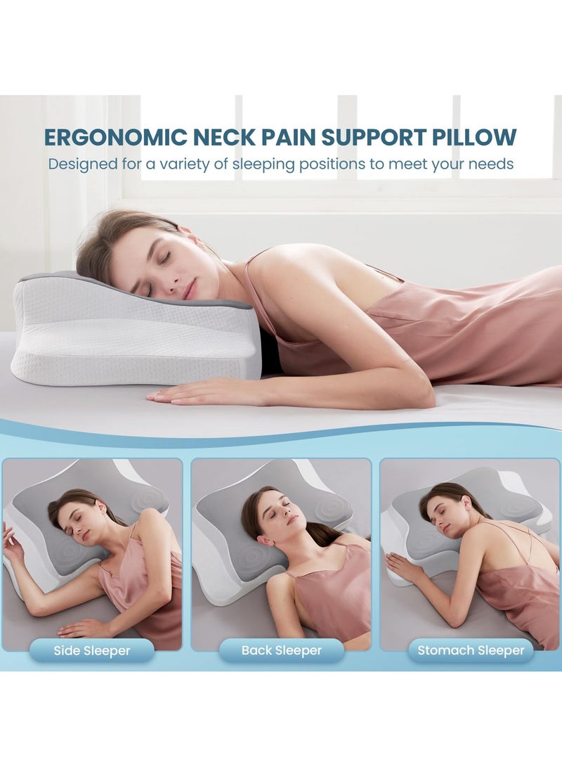 Cervical Memory Foam Pillow, Ergonomic Neck Support Pillow for Side, Back, and Stomach Sleepers