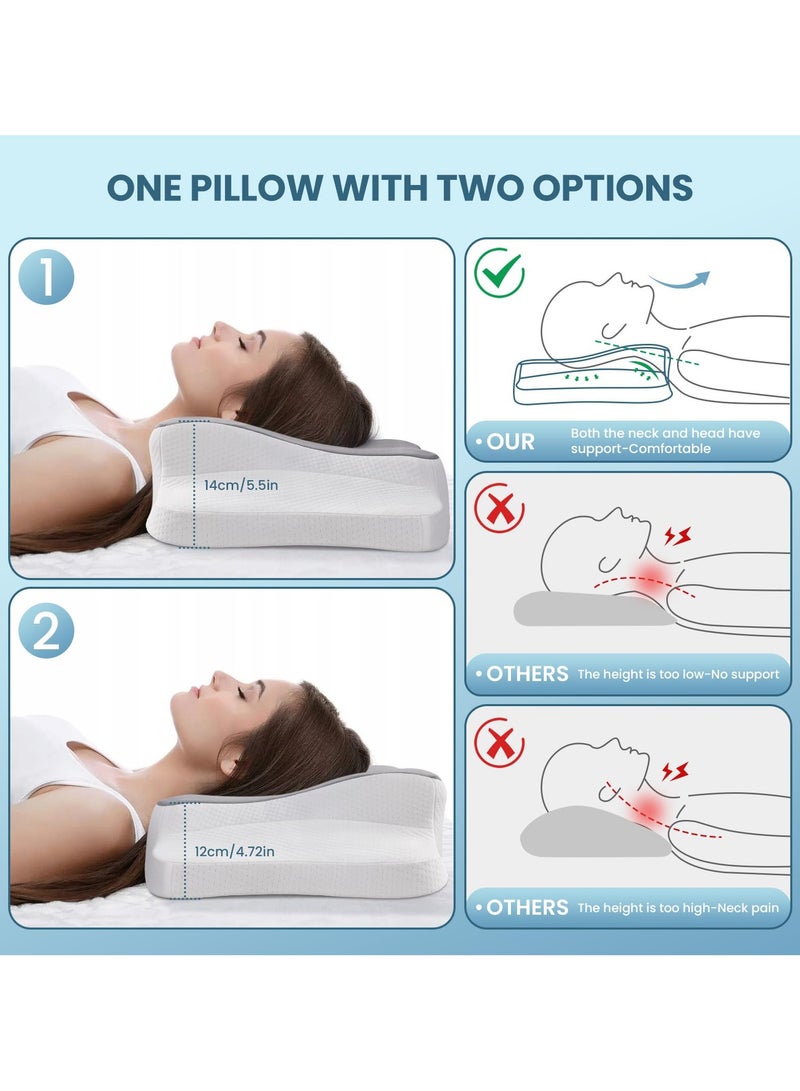 Cervical Memory Foam Pillow, Ergonomic Neck Support Pillow for Side, Back, and Stomach Sleepers