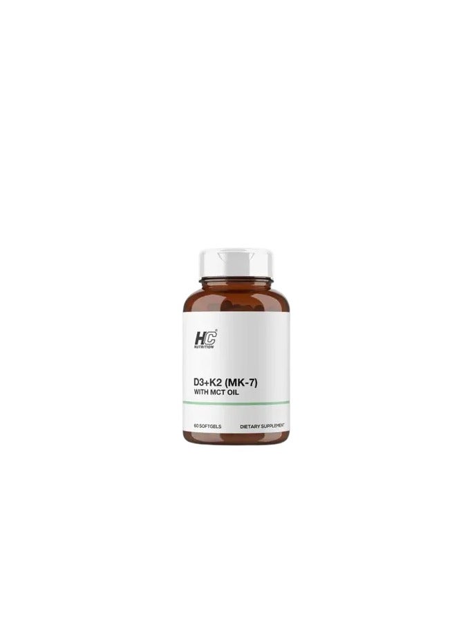 HC Essential D3+K2 with MCT Oil – Bone & Immune Support -60 Soft gels