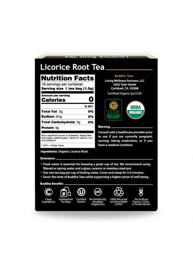 Buddha Teas Organic Licorice Root Tea - Ou Kosher, Usda Organic, Ccof Organic, 18 Bleach-Free Tea Bag