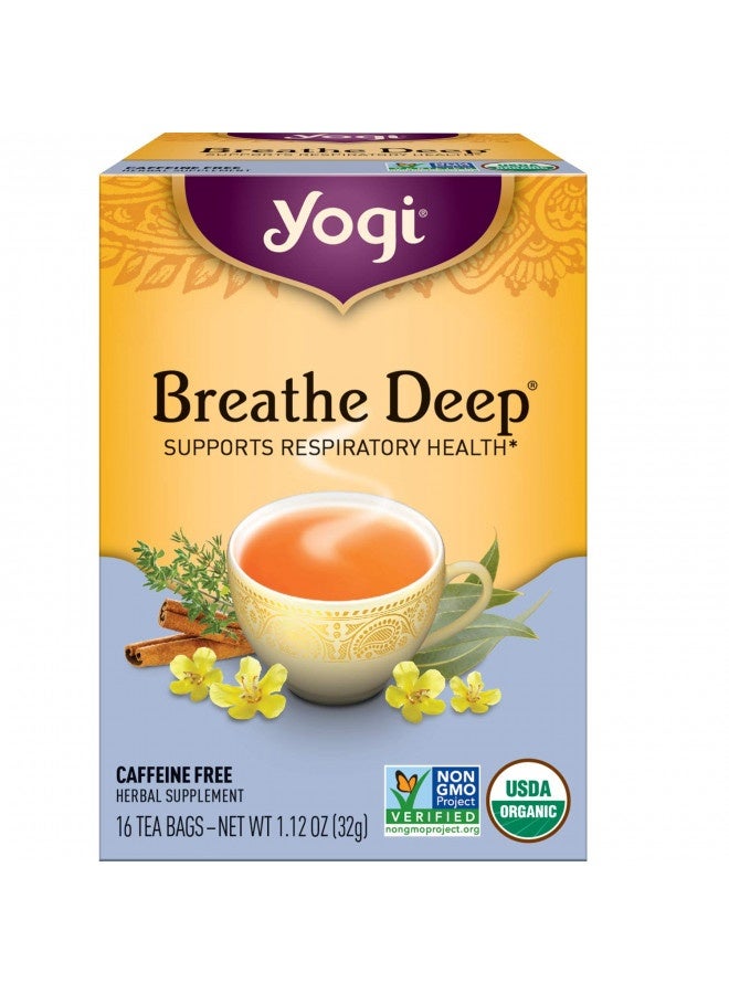 Yogi Tea - Breathe Deep (6 Pack) - Supports Respiratory Health With Eucalyptus, Thyme, And Mullein Leaves - Caffeine Free - 96 Organic Herbal Tea Bags