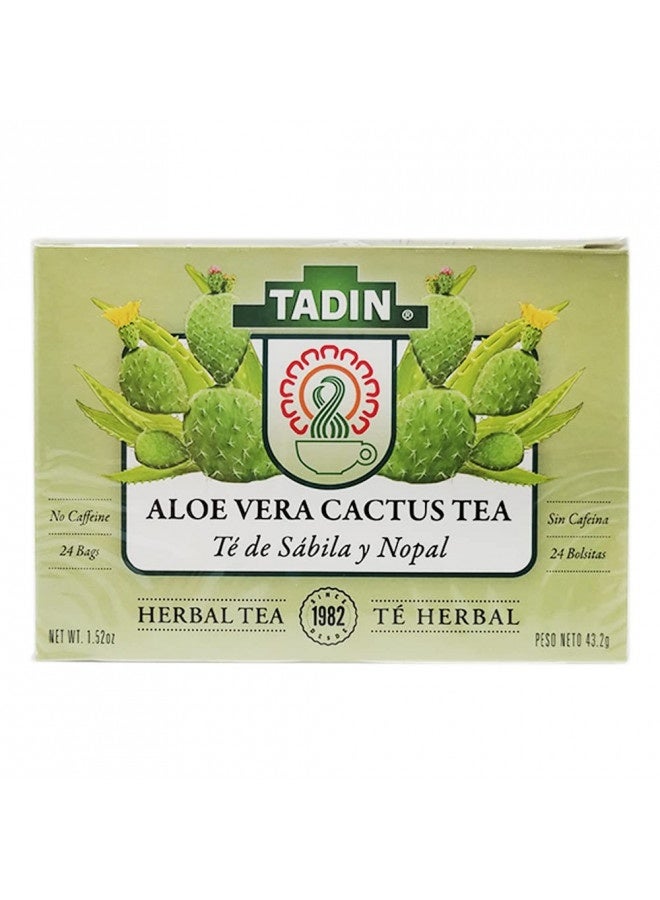 Tadin Tea Aloe Vera With Cactus 24 Bags - Te De Sabila Con Nopal - Tea