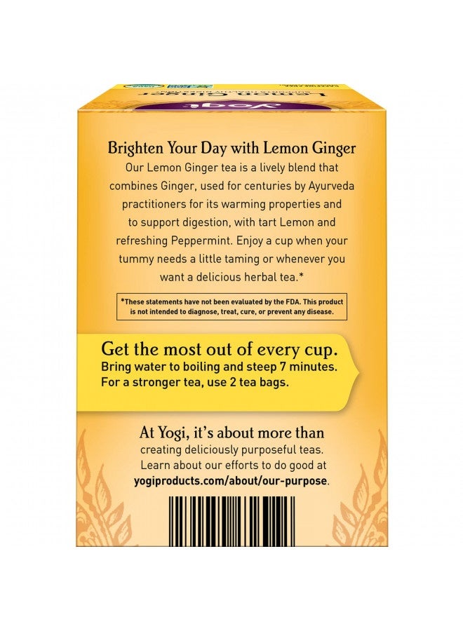 Yogi Tea - Lemon Ginger Tea (6 Pack) - Supports Healthy Digestion With Ginger, Lemongrass, And Licorice Root - Caffeine Free - 96 Organic Herbal Tea Bags