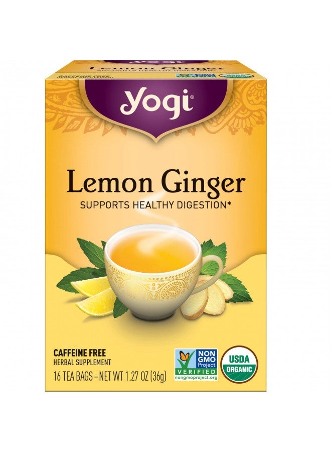 Yogi Tea - Lemon Ginger Tea (6 Pack) - Supports Healthy Digestion With Ginger, Lemongrass, And Licorice Root - Caffeine Free - 96 Organic Herbal Tea Bags