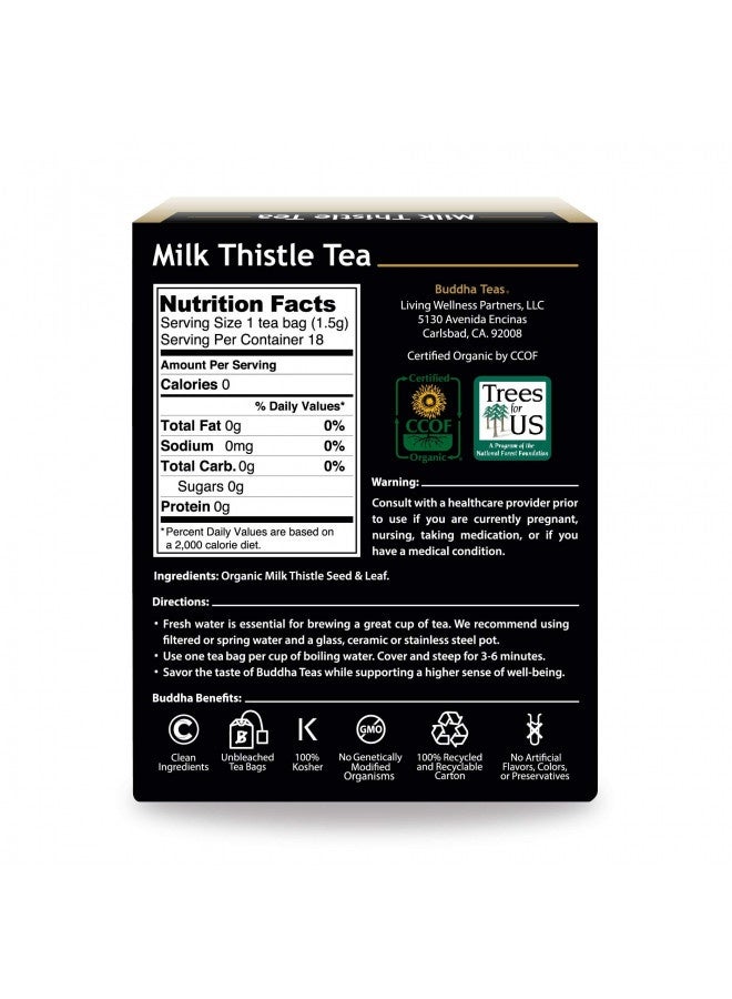 Buddha Teas Organic Milk Thistle Tea - Ou Kosher, Usda Organic, Ccof Organic, 18 Bleach-Free Tea Bags