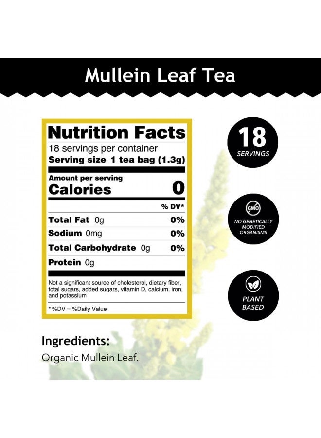 Buddha Teas - Mullein Leaf - Organic Herbal Tea - For Health And Wellbeing - With Antioxidants, Minerals And Vitamin C - Caffeine Free - 100% Kosher And Non-Gmo - 18 Tea Bags (Pack Of 1)