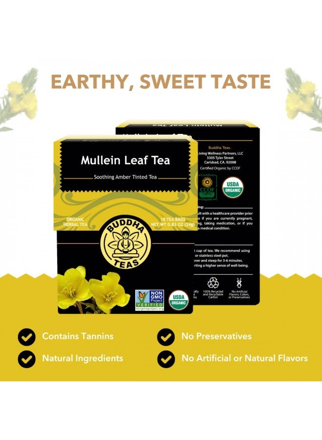 Buddha Teas - Mullein Leaf - Organic Herbal Tea - For Health And Wellbeing - With Antioxidants, Minerals And Vitamin C - Caffeine Free - 100% Kosher And Non-Gmo - 18 Tea Bags (Pack Of 1)