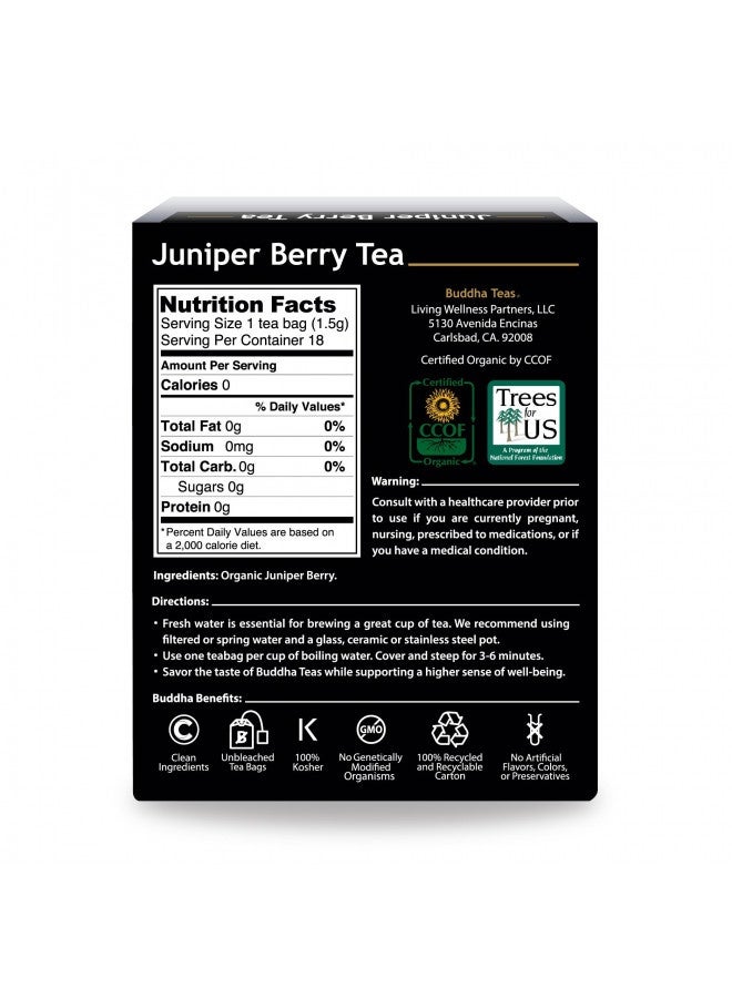 Buddha Teas Organic Juniper Berry Tea - Ou Kosher, Usda Organic, Ccof Organic, 18 Bleach-Free Tea Bags