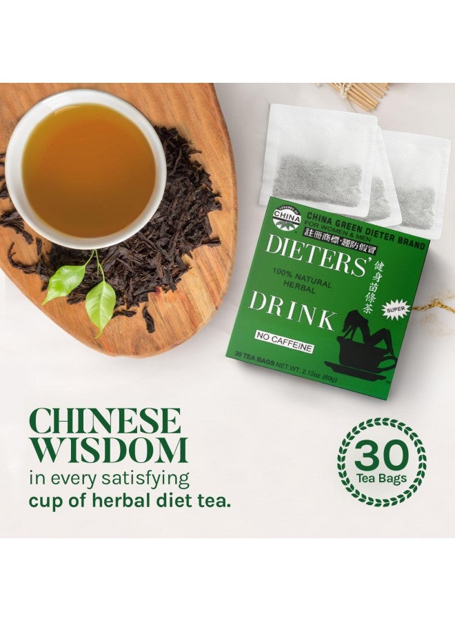 China Green Dieters Tea By Uncle Lee - Detox Tea With Senna Laxative, Diet Tea For Slimming And Constipation Relief For Adults, Caffeine-Free Herbal Tea Bags, 30 Count (Pack Of 3)