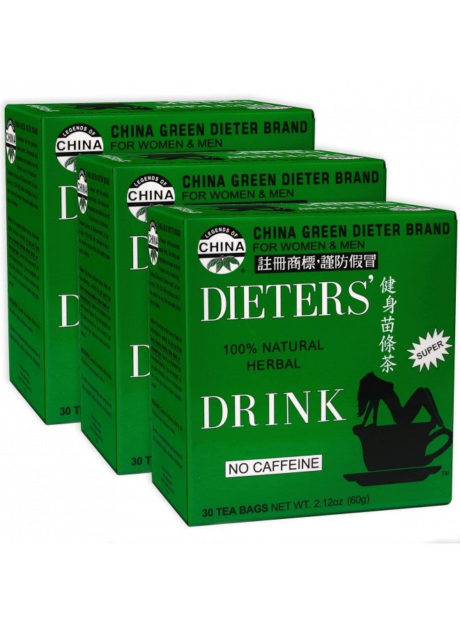 China Green Dieters Tea By Uncle Lee - Detox Tea With Senna Laxative, Diet Tea For Slimming And Constipation Relief For Adults, Caffeine-Free Herbal Tea Bags, 30 Count (Pack Of 3)