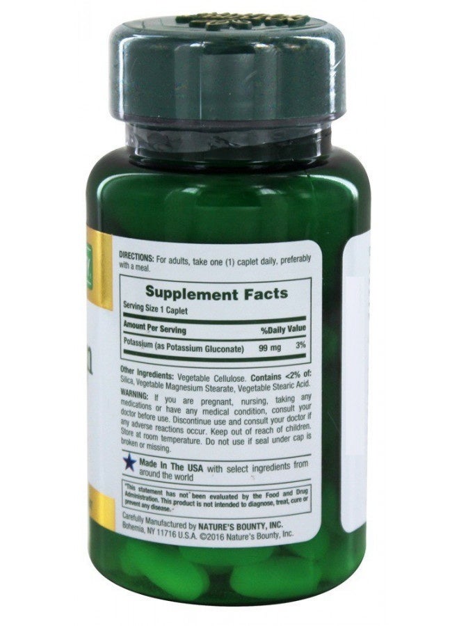 Nature'S Bounty Potassium Gluconate 99Mg, 100 Caplets (Pack Of 2)