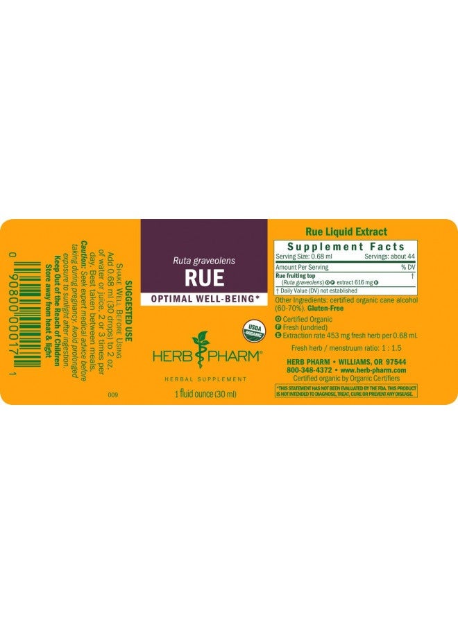 Herb Pharm Certified Organic Rue Liquid Extract - 1 Ounce