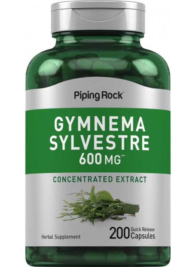 Piping Rock Gymnema Sylvestre Supplements 600 Mg | 200 Capsules | Concentrated Herbal Extract | Non-Gmo And Gluten Free