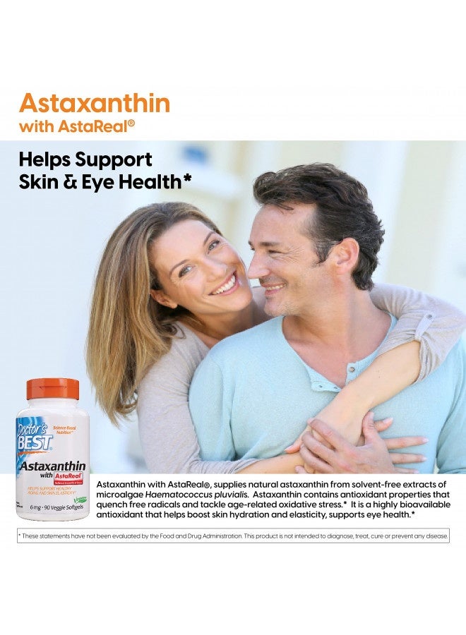 Doctor'S Best Astaxanthin, Powerful Antioxidant, Skin, Eye Health, Non-Gmo, Gluten Free, Vegan, Soy Free, 6 Mg, 90Vsg