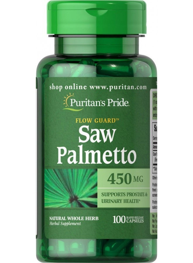 Puritan'S Pride Saw Palmetto 450 Mg, Supports Prostate And Urinary Health, 100 Count