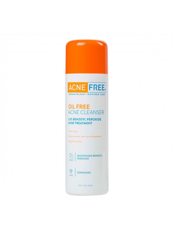 Acne Free Oil-Free Acne Cleanser, Benzoyl Peroxide 2.5% Acne Face Wash With Glycolic Acid To Prevent And Treat Breakouts, 8 Ounce