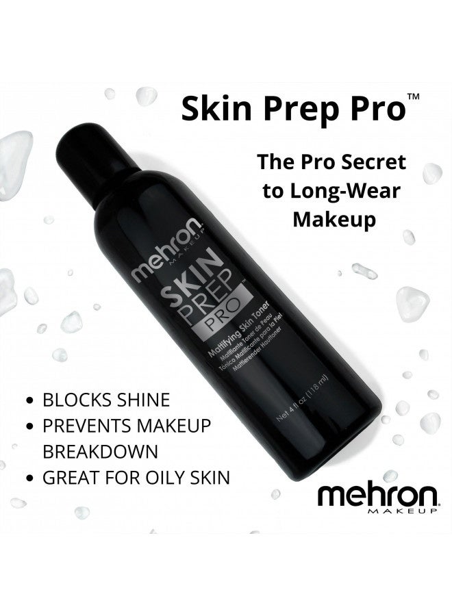 Mehron Makeup Skin Prep Pro Mattifying Skin Toner | Long Lasting Pre-Makeup Skin Primer 4 Fl Oz (120 Ml)