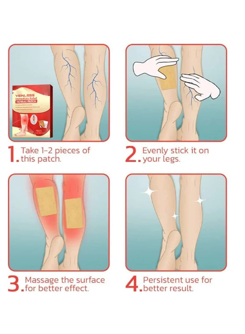 Veinless Immediate Relief Herbal Patch, Varicose Veins Treatment for Legs, Spider Veins Removal for Legs Treatment Patch (2 Box-24 Pcs)