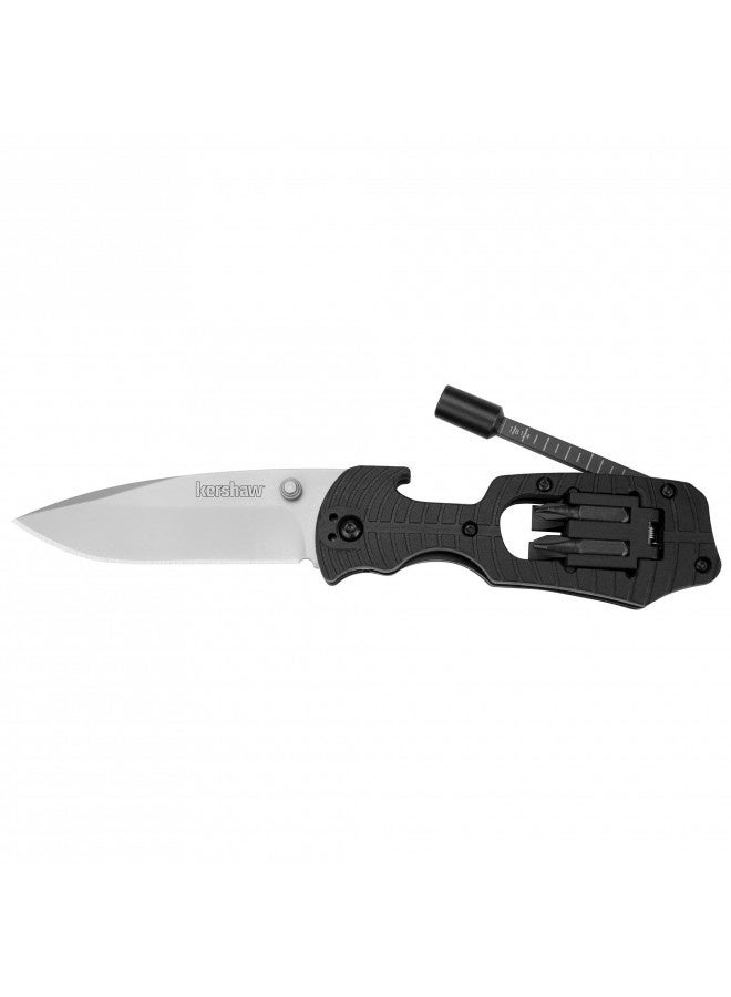 Kershaw Select Fire Multi-Function Pocket Knife, 4-Piece Bit Set And Driver, 3.4