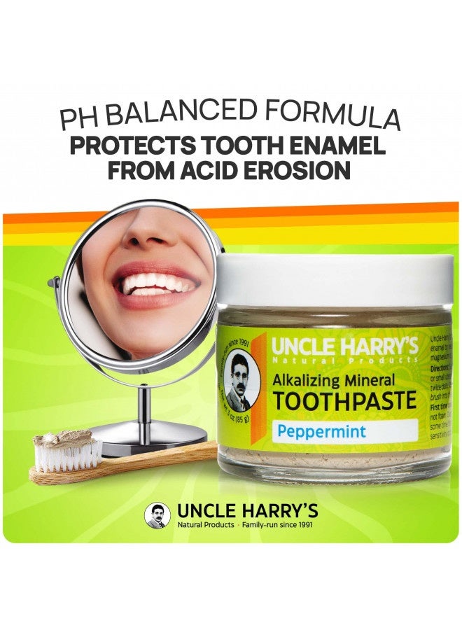 Uncle Harry'S Peppermint Remineralizing Toothpaste | Natural Whitening Toothpaste Freshens Breath And Promotes Enamel | Vegan Fluoride Free Toothpaste